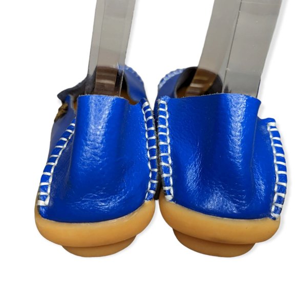 Women's Blue Leather Loafers Size 37/ US Size 6.5 - Picture 4 of 10
